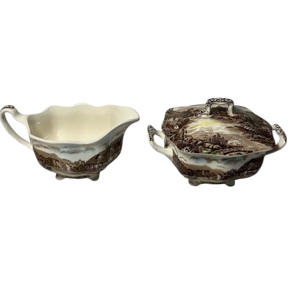 Johnson Brothers Olde English Countryside servers. Gravy/cream veggies dish